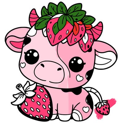 cute strawberry cow