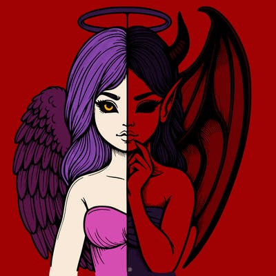 realistic angel half demon