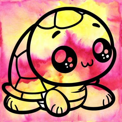 cute little animated turtle