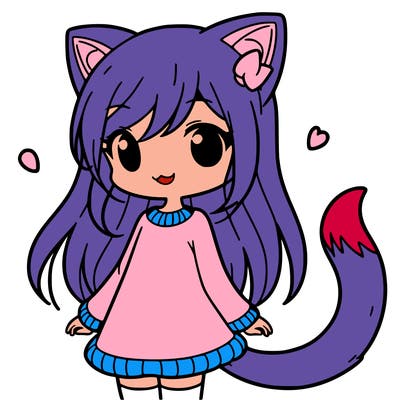girl with cat ears and tail
