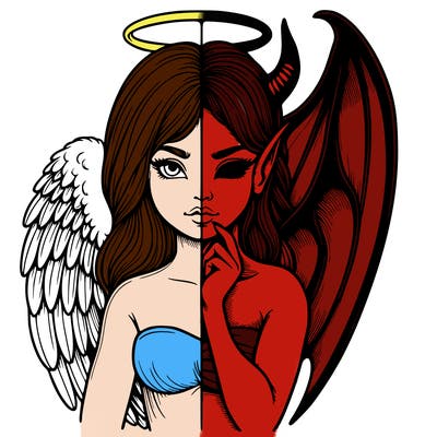 realistic angel half demon