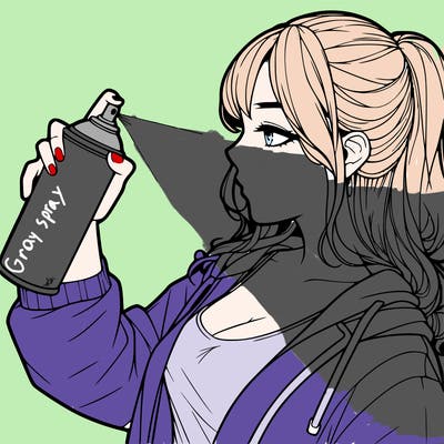 a realistic girl spray, painting