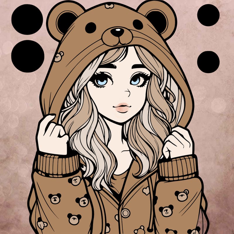 realistic girl in a animal pjs hoodie