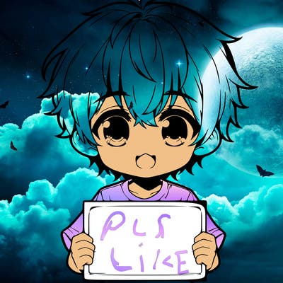 anime baby boy holding blank sign in front of him