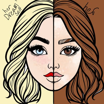 realistic girl split half