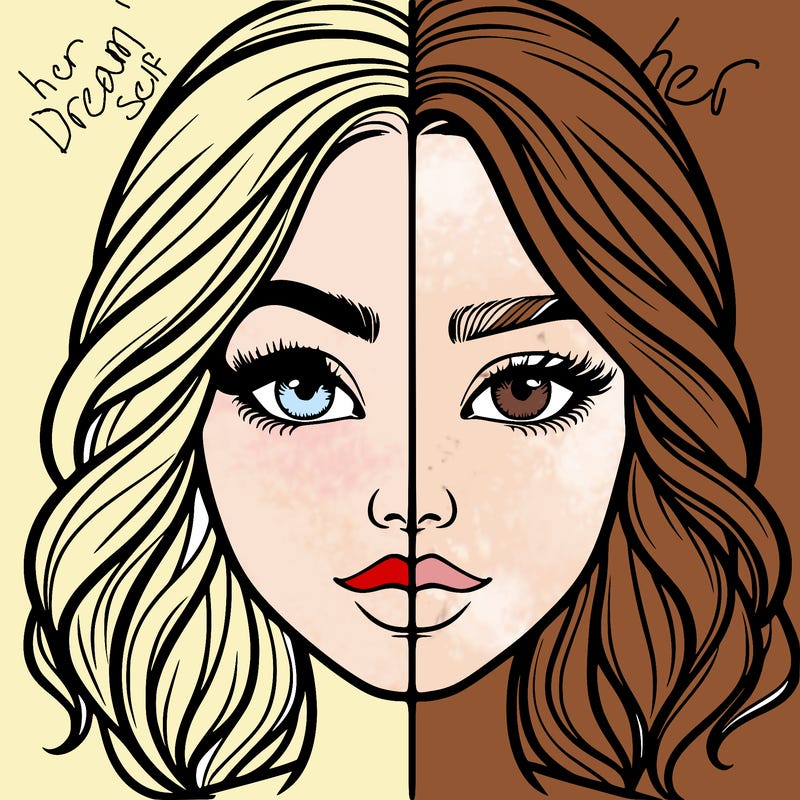 realistic girl split half