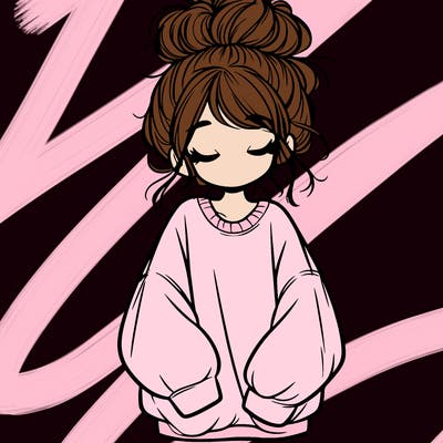 girl with baggy sweatshirt and messy bun