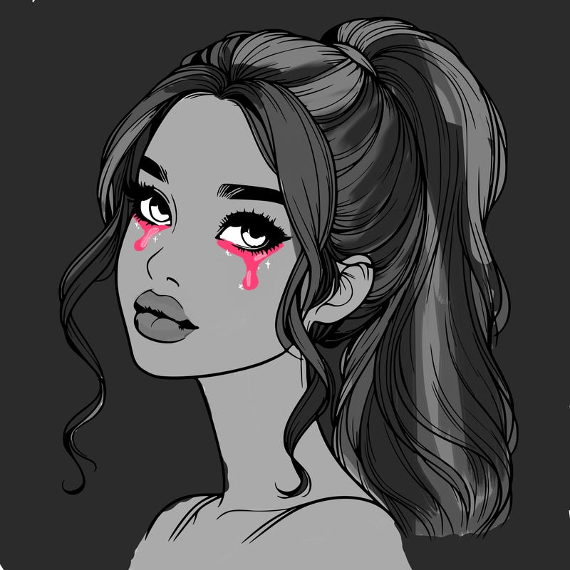 realistic girl with a ponytail on her hair and lips