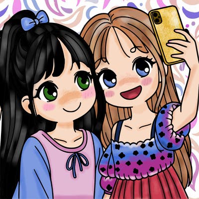 two sisters taking a selfie together