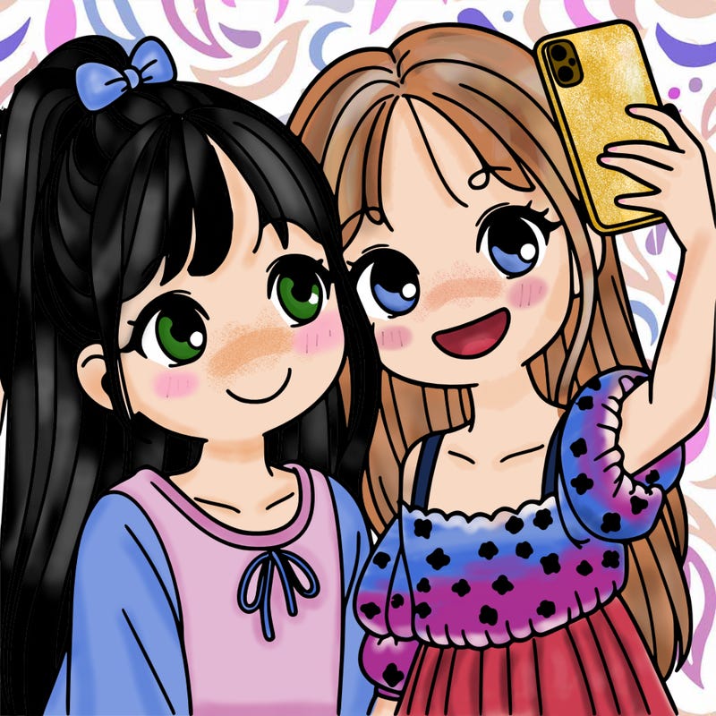 two sisters taking a selfie together