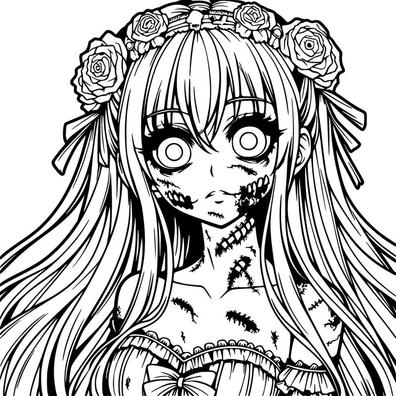 zombie anime girl long haired