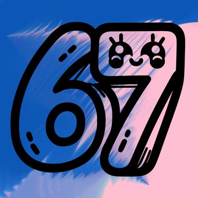 the numbers 67