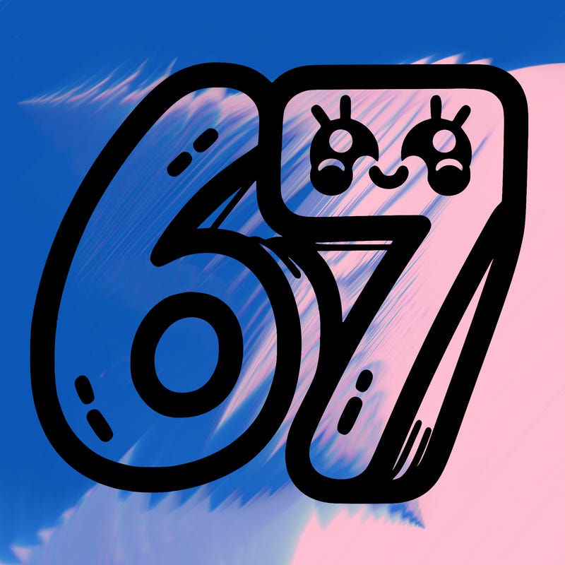 the numbers 67