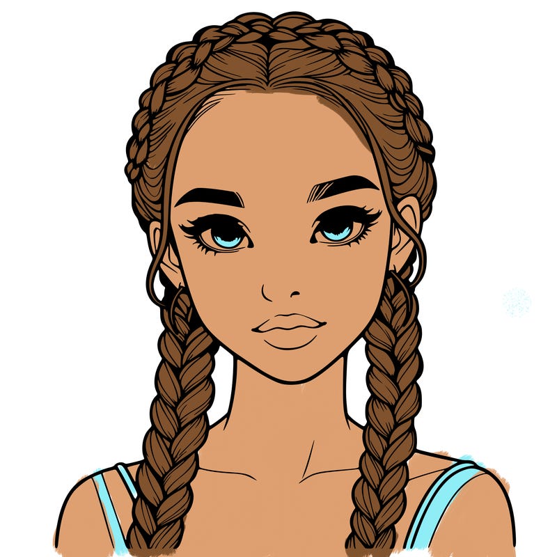realistic girl with braids
