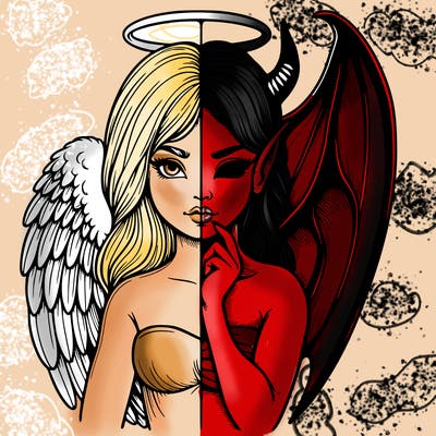 realistic angel half demon