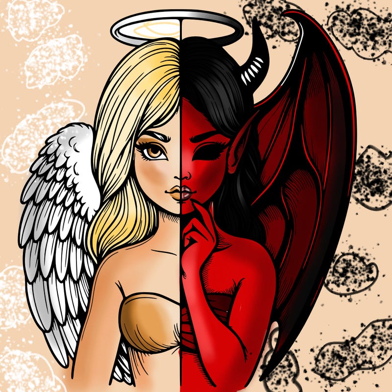 realistic angel half demon