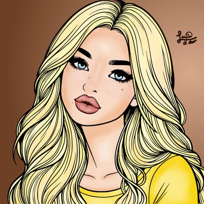 realistic girl with hair on her hair and lips