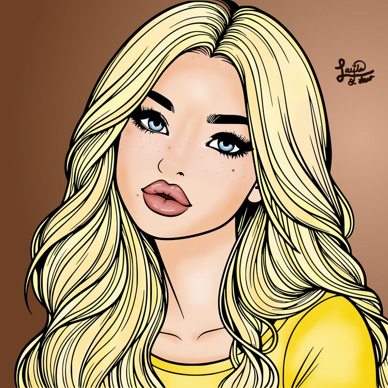 realistic girl with hair on her hair and lips