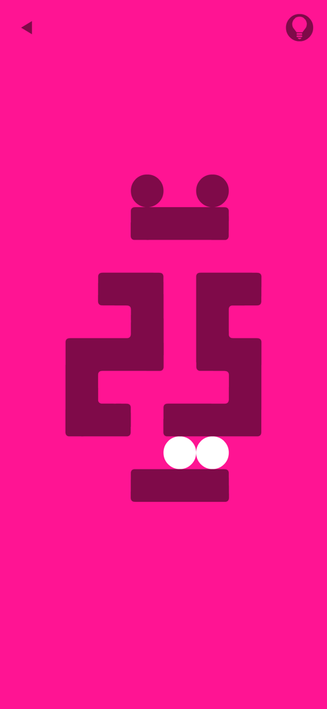 pink (game) - Level 25 of the minimalist puzzle game pink by Bart Bonte showing geometric shapes on a bright pink background