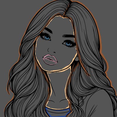 realistic girl with hair on her hair and lips