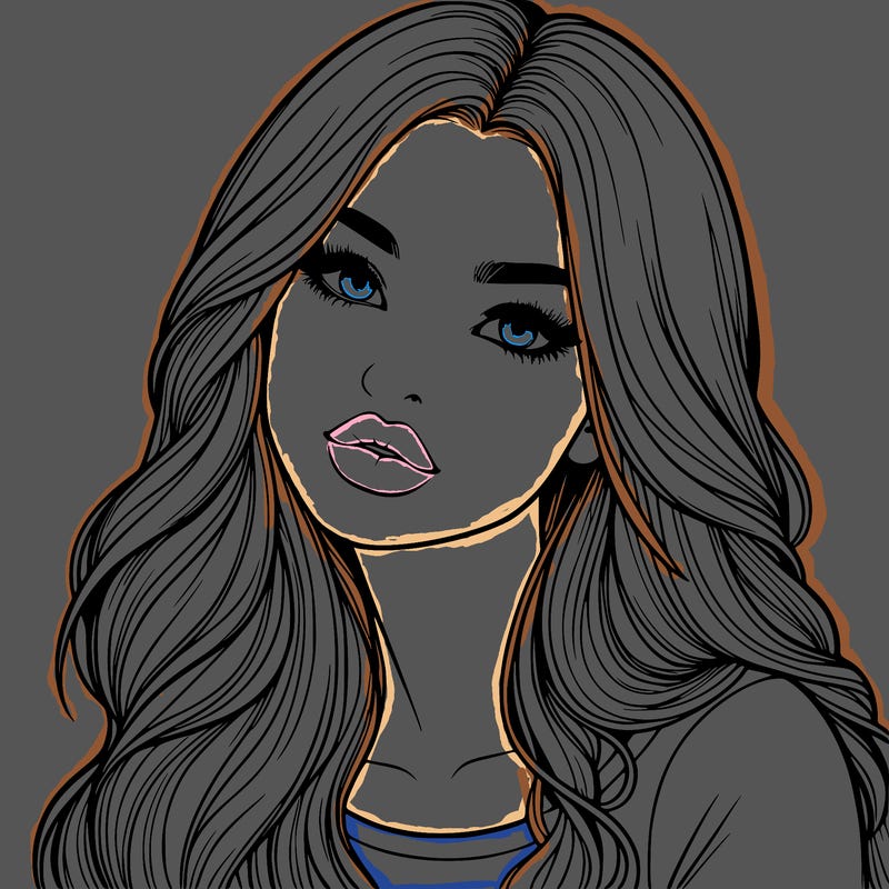 realistic girl with hair on her hair and lips