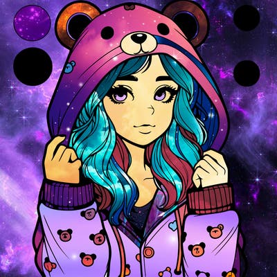 realistic girl in a animal pjs hoodie