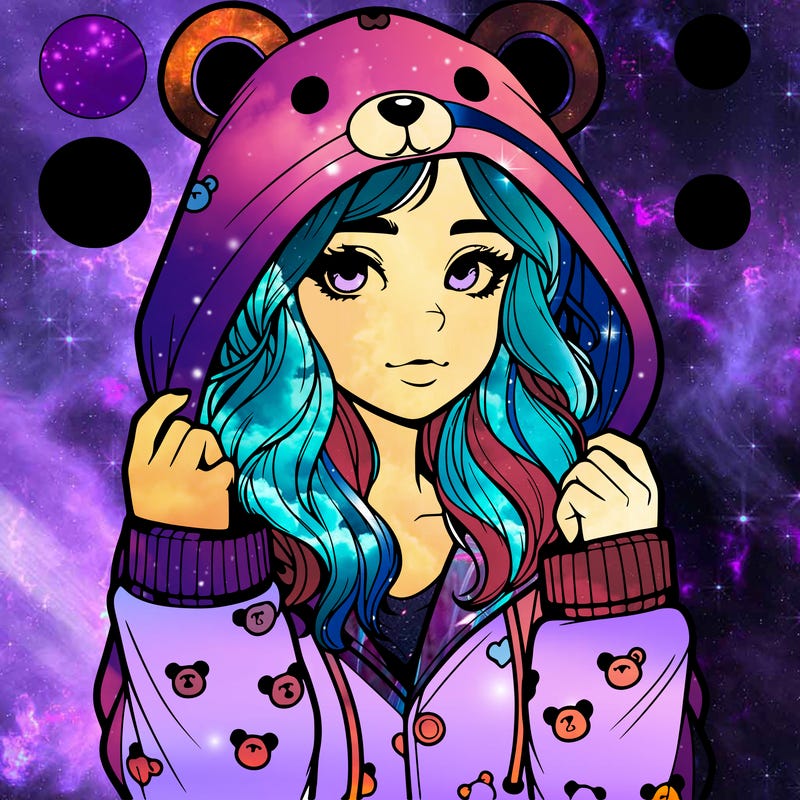 realistic girl in a animal pjs hoodie