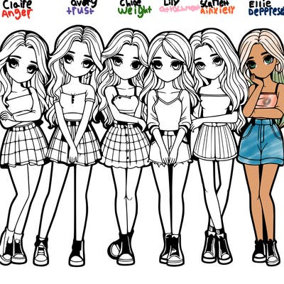 a group of girls realistic