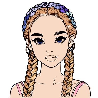 realistic girl with braids
