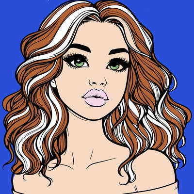 realistic girl with wavy hair and lips