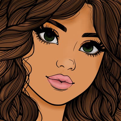 beautiful realistic girl close up to the camera with wavy hair,