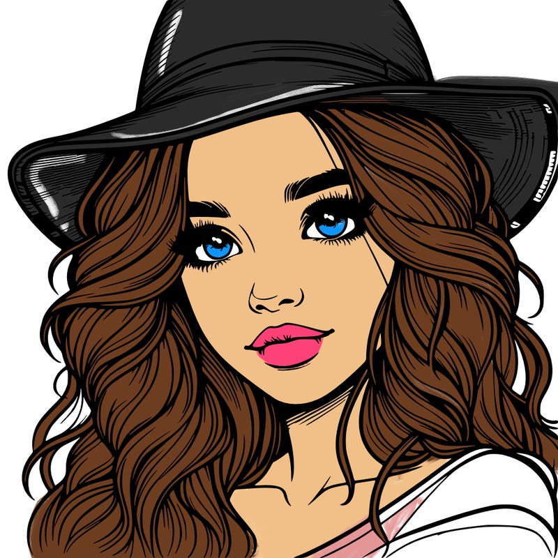 realistic girl with hat