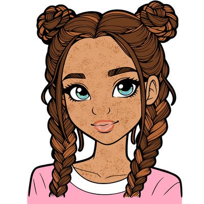 realistic girl with braids