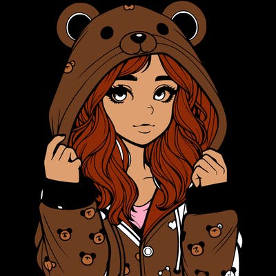 realistic girl in a animal pjs hoodie
