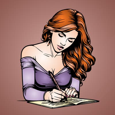 realistic female writing poetry