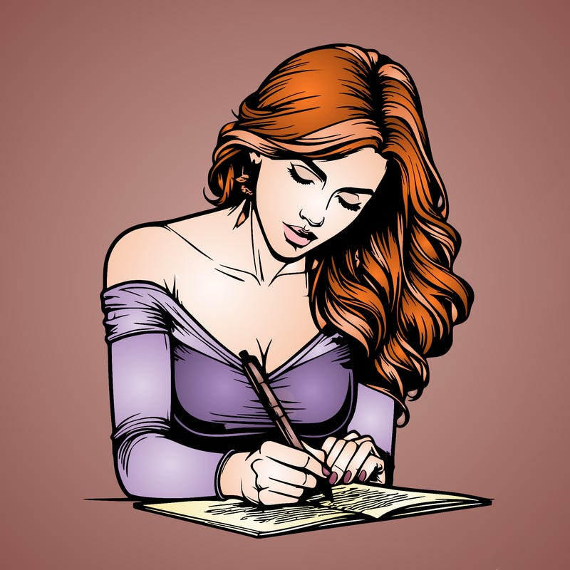 realistic female writing poetry