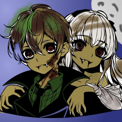creepy vampire boy and girl anime