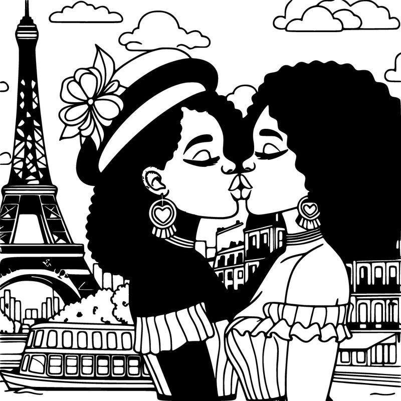 2 african women kissing in paris