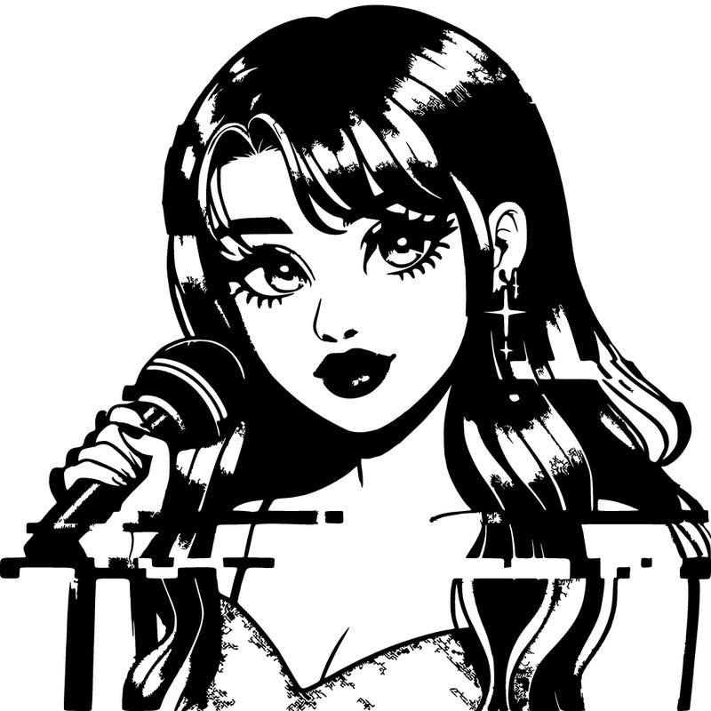 realistic glitched girl singer