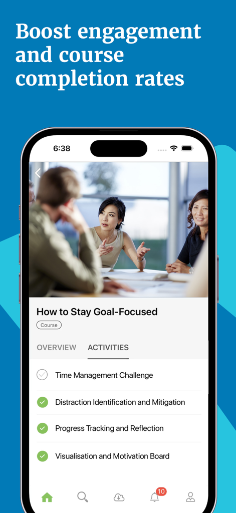 Totara - Totara Mobile app displaying professional course activities and completion status