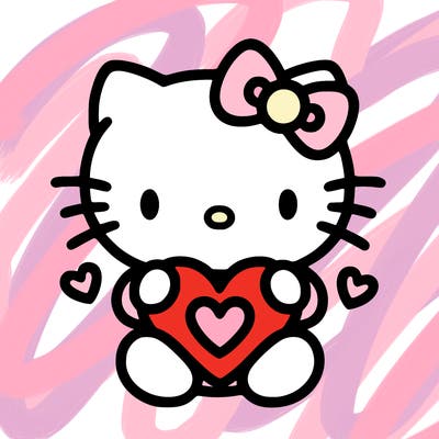 cute hello kitty with heart