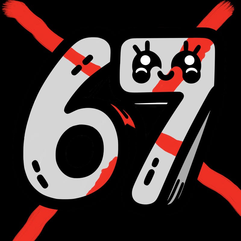 the numbers 67