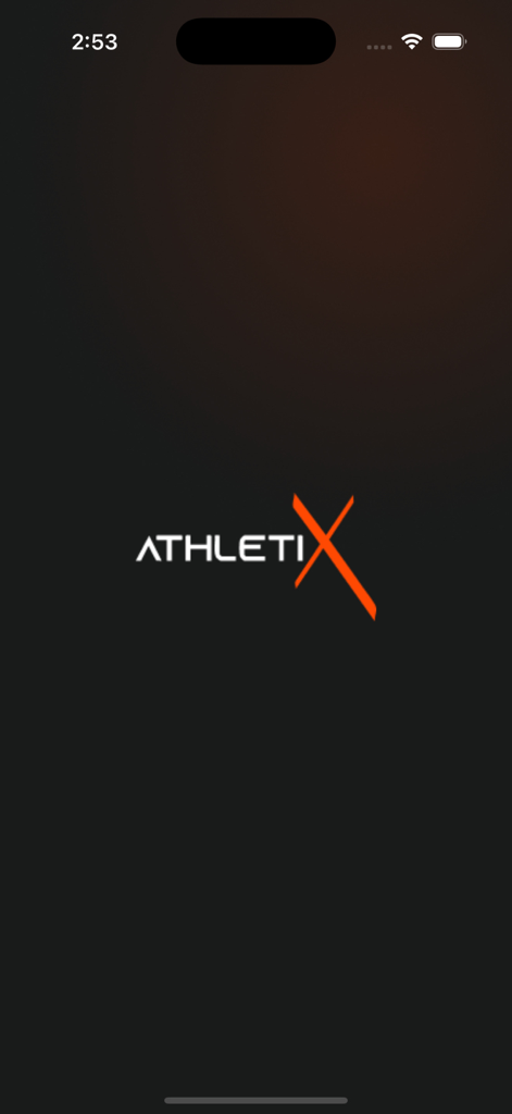 Athletix Eg - Athletix Eg fitness app splash screen featuring the brand logo with a prominent orange X on a dark background