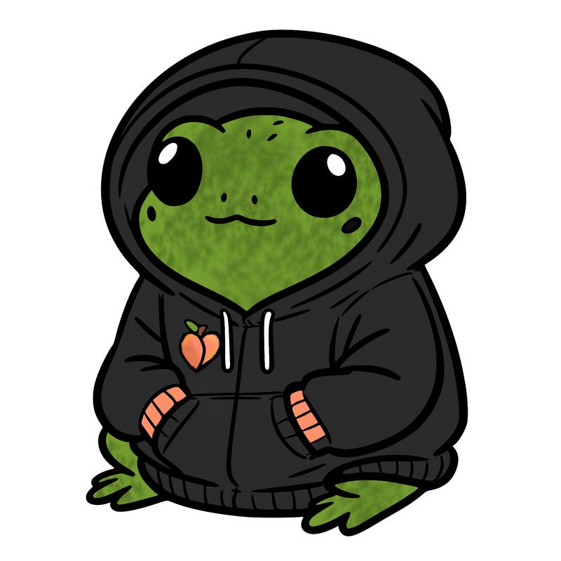 frog in a frog hoodie