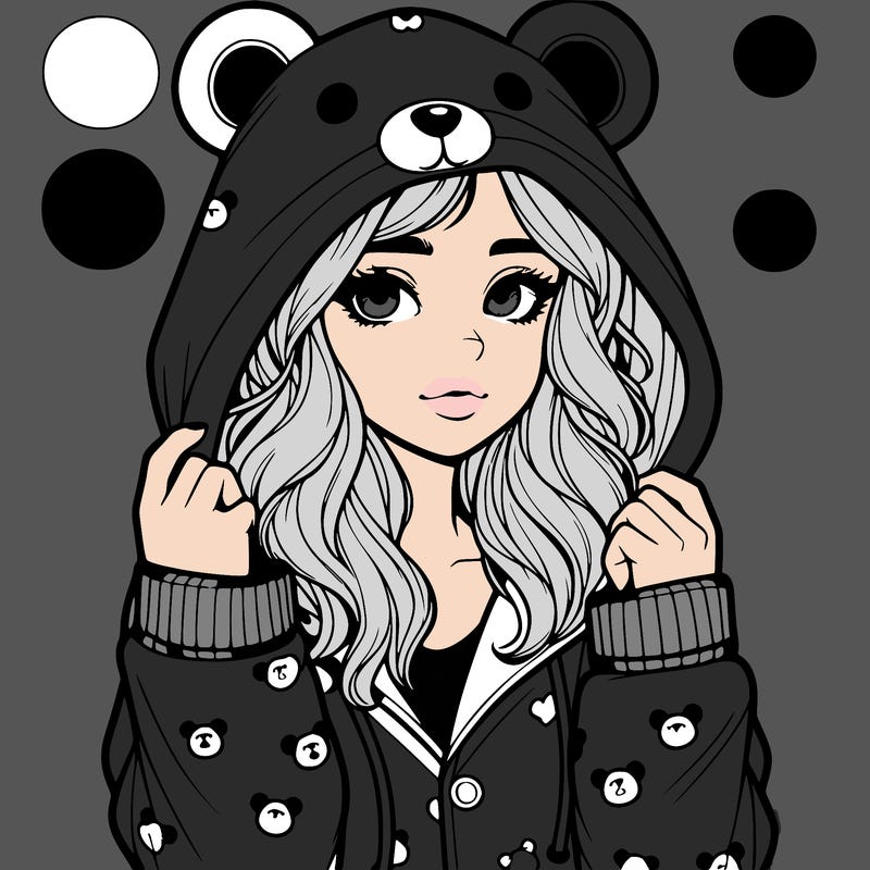 realistic girl in a animal pjs hoodie