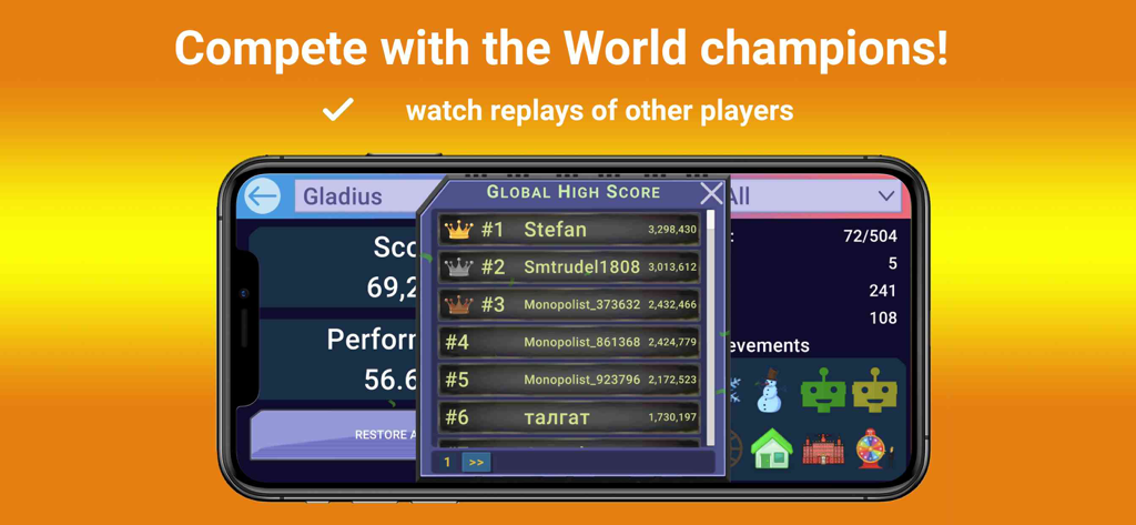 Quadropoly - Monopolist Tycoon - Quadropoly global high score leaderboard showing competitive rankings and player scores