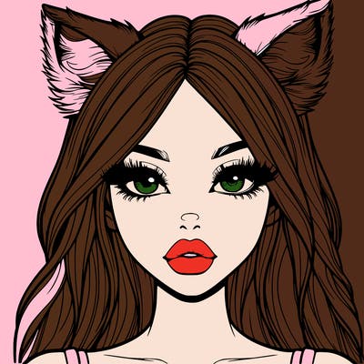 realistic girl with fox ears and realistic lips
