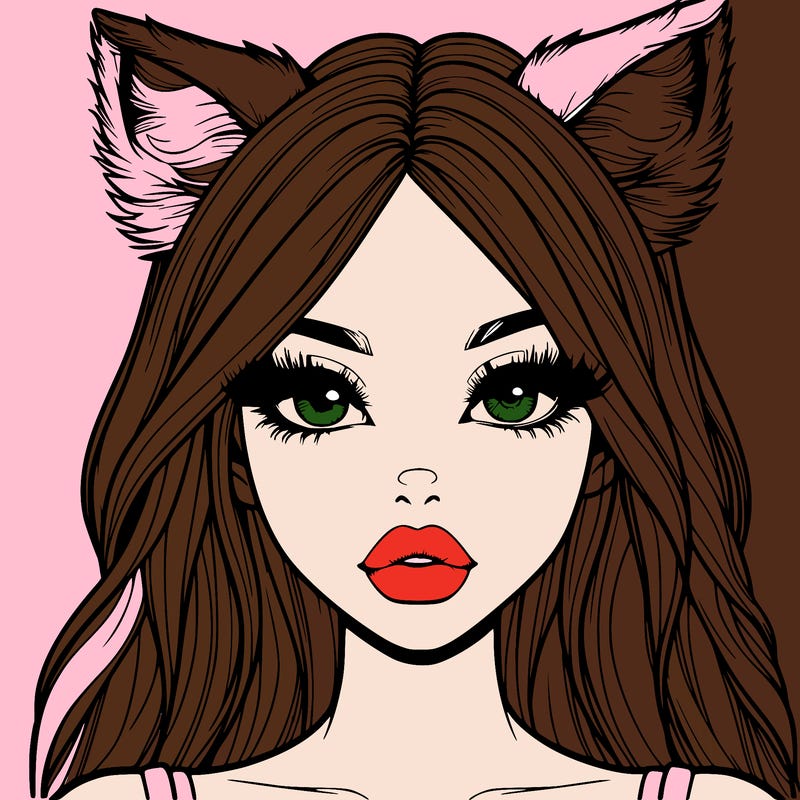 realistic girl with fox ears and realistic lips