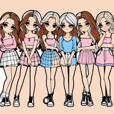 a group of girls realistic