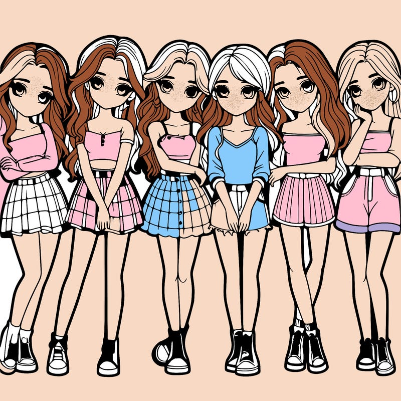 a group of girls realistic